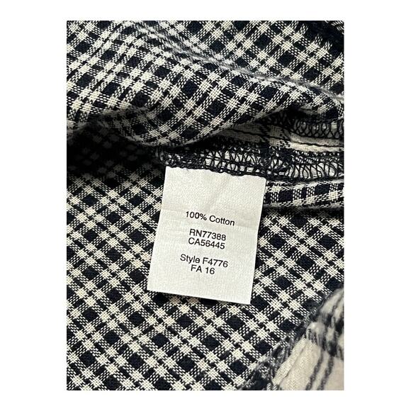 Madewell Double Navy Plaid 3/4 Sleeve Pullover Cotton Top Women Size S Cottage - Picture 5 of 7